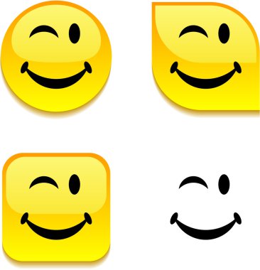 Smiley glossy button. clipart