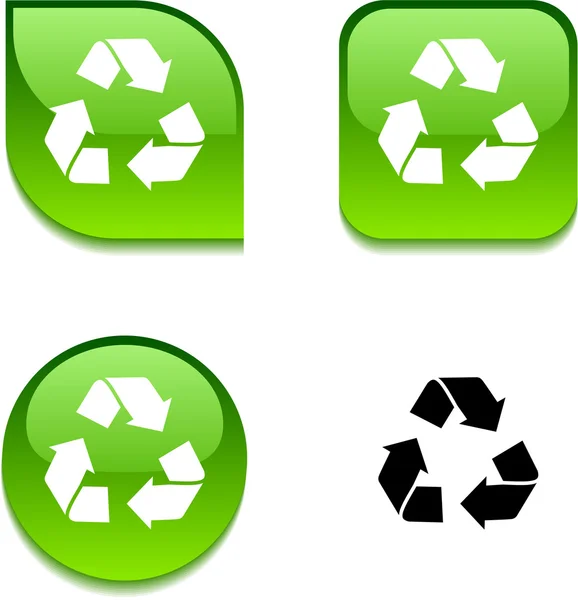 Γυαλιστερή κουμπί ανακύκλωσης. — Διανυσματικό Αρχείο