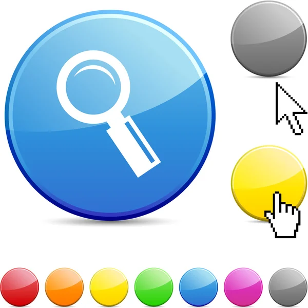 Searching glossy button. — Stock Vector