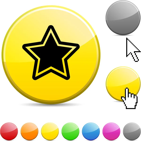 Star glossy button. — Stock Vector