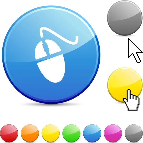 Mouse glossy button. — Stock Vector