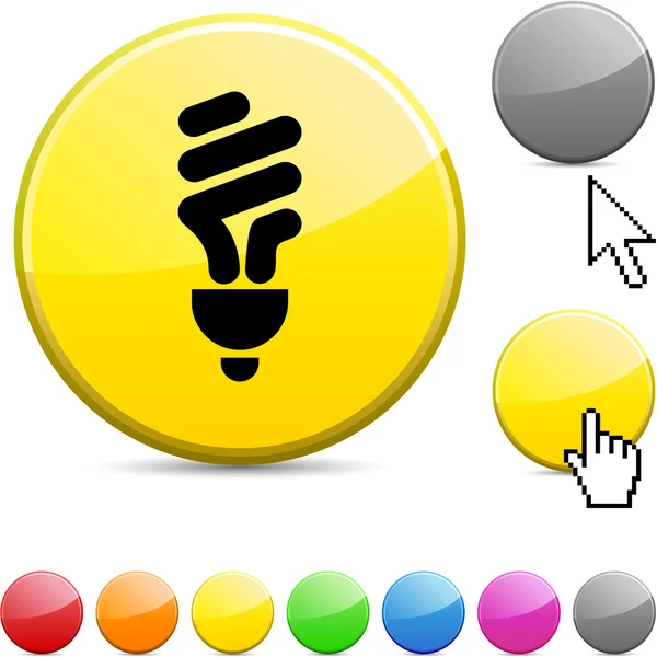 Fluorescent bulb glossy button. — Stock Vector