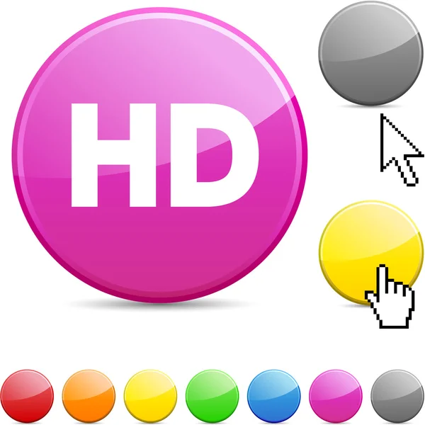 Botão brilhante HD . — Vetor de Stock