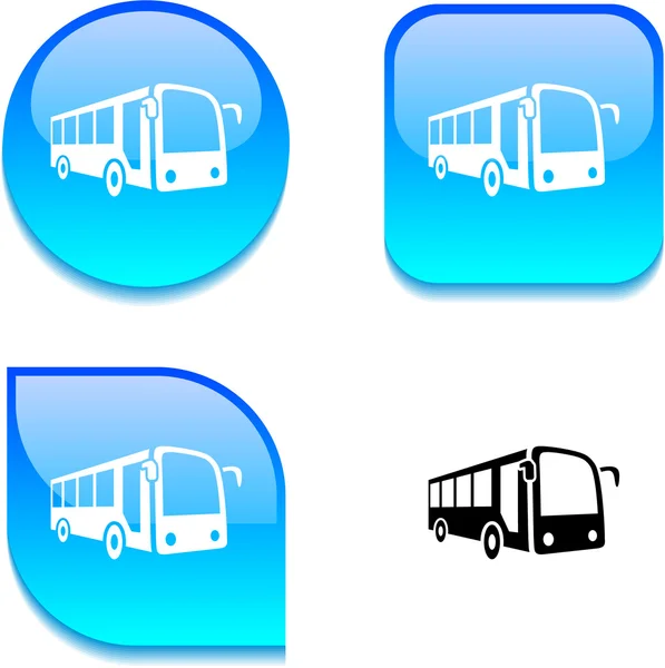 Bus glossy button. — Stock Vector