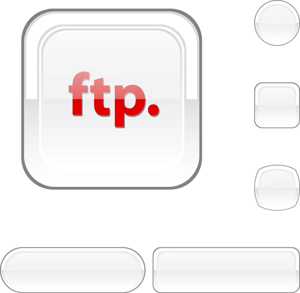 FTP bílá tlačítko. — Stockový vektor