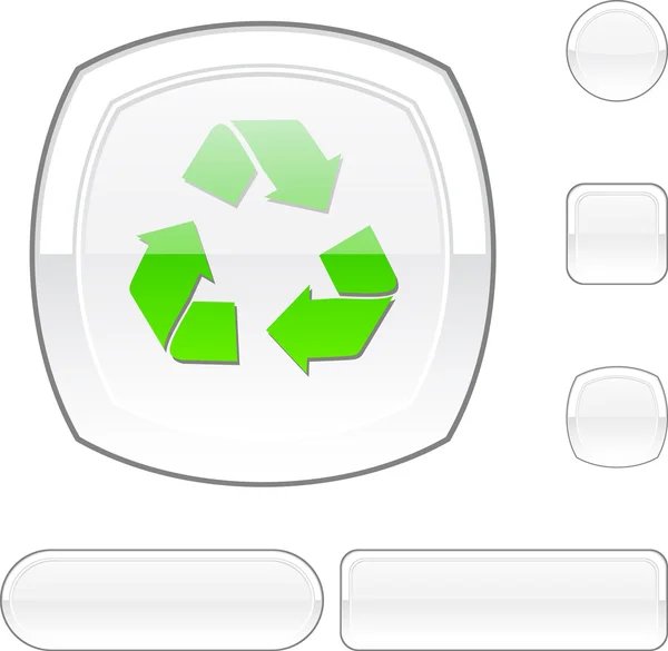 Ανακύκλωσης λευκό κουμπί. — Διανυσματικό Αρχείο