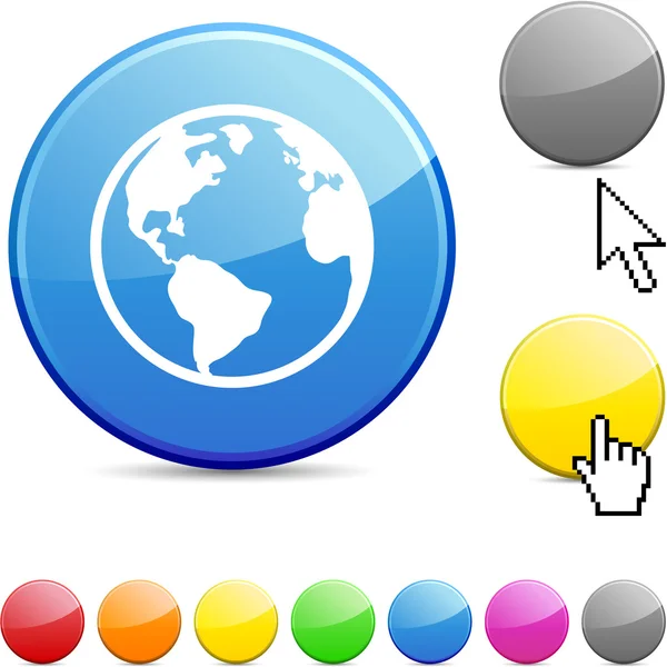 Planet glossy button. — Stock Vector