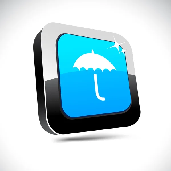 Umbrella 3d square button. — Stock Vector