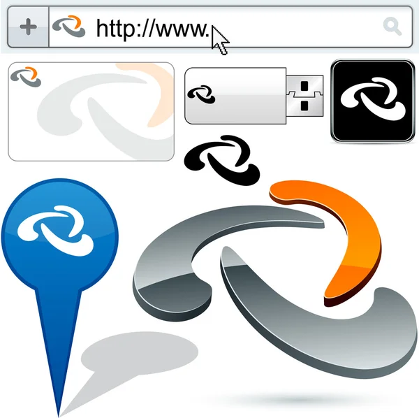Diseño de logotipo de comas 3D de negocios . — Archivo Imágenes Vectoriales