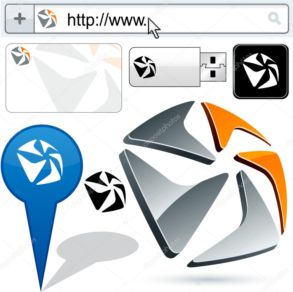 Original vector pentagonal emblems represented in different usages.