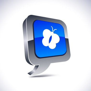 Butterfly 3d balloon button. clipart