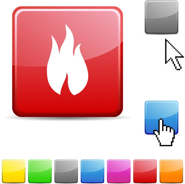 Fire glossy button. — Stock Vector