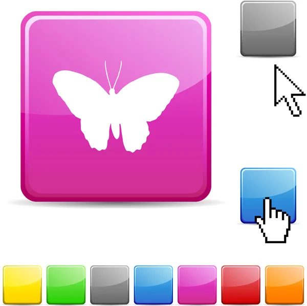 Bouton papillon brillant . — Image vectorielle