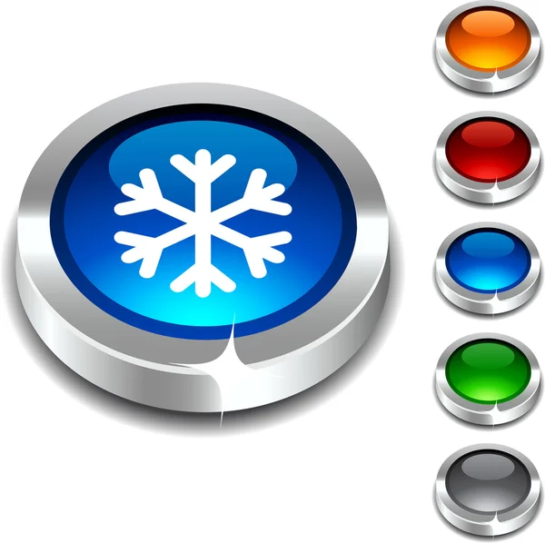 Snowflake 3d button. — Stock Vector