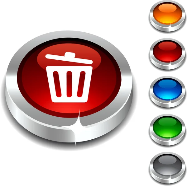 Recycle bin. 3d button. — Stock Vector