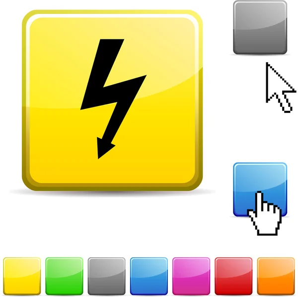 Warning glossy button. — Stock Vector