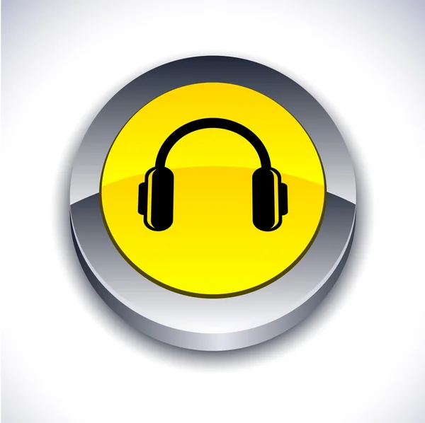 Fones de ouvido botão 3d . — Vetor de Stock