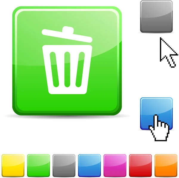 Recycle bin glossy button. — Stock Vector