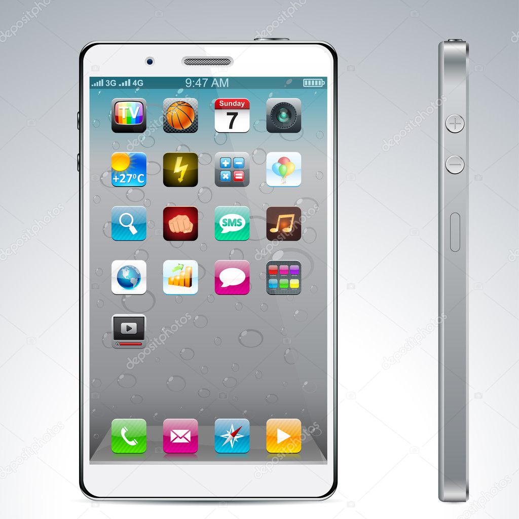 Touchscreen white smartphone concept.