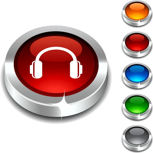 Écouteurs bouton 3d . — Image vectorielle
