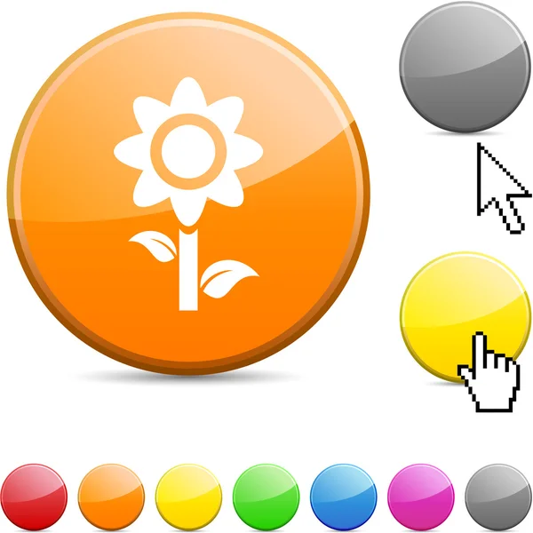 Flower glossy button. — Stock Vector