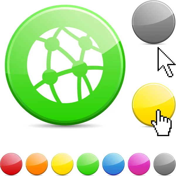 Network glossy button. — Stock Vector