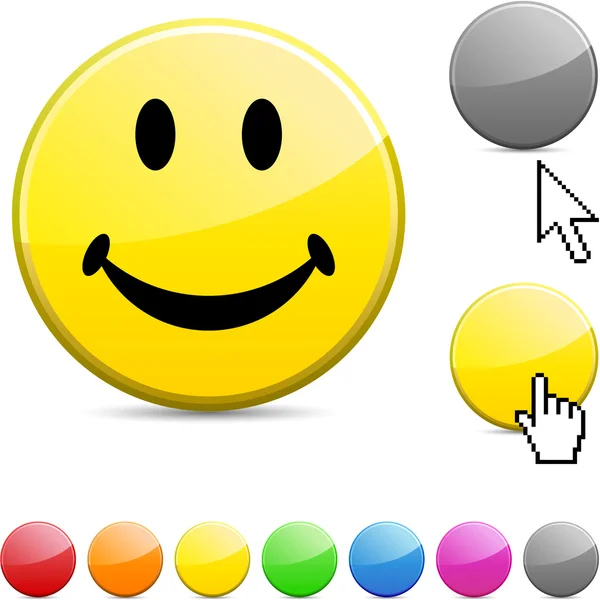 Smiley glossy button. — Stock Vector