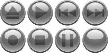 Grey media buttons. [Vector]