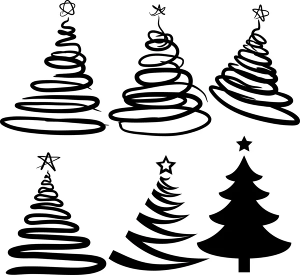 Six arbres de Noël. [Vecteur] — Image vectorielle