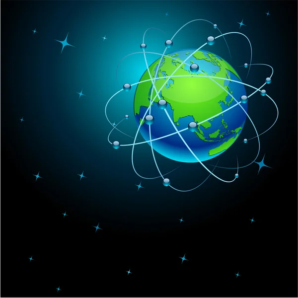 Transportation Earth in space. — Stock Vector