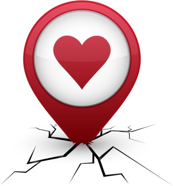 Love red icon in crack. clipart