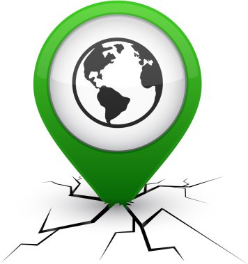 Planet green icon in crack. clipart