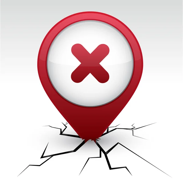 Croix icône rouge dans le crack . — Image vectorielle