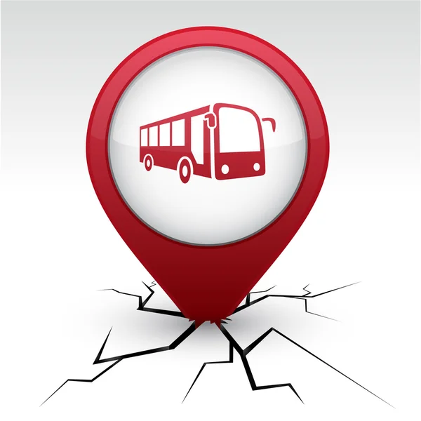 Bus icona rossa in crepa . — Vettoriale Stock