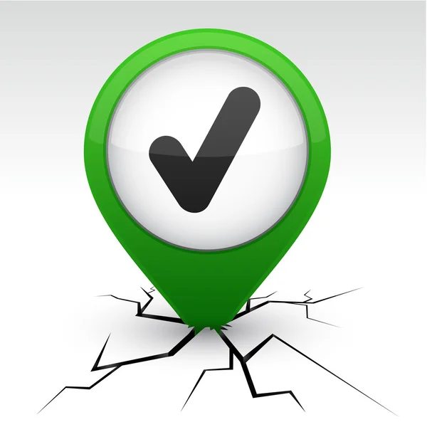 Check green icon in crack. — Stock Vector