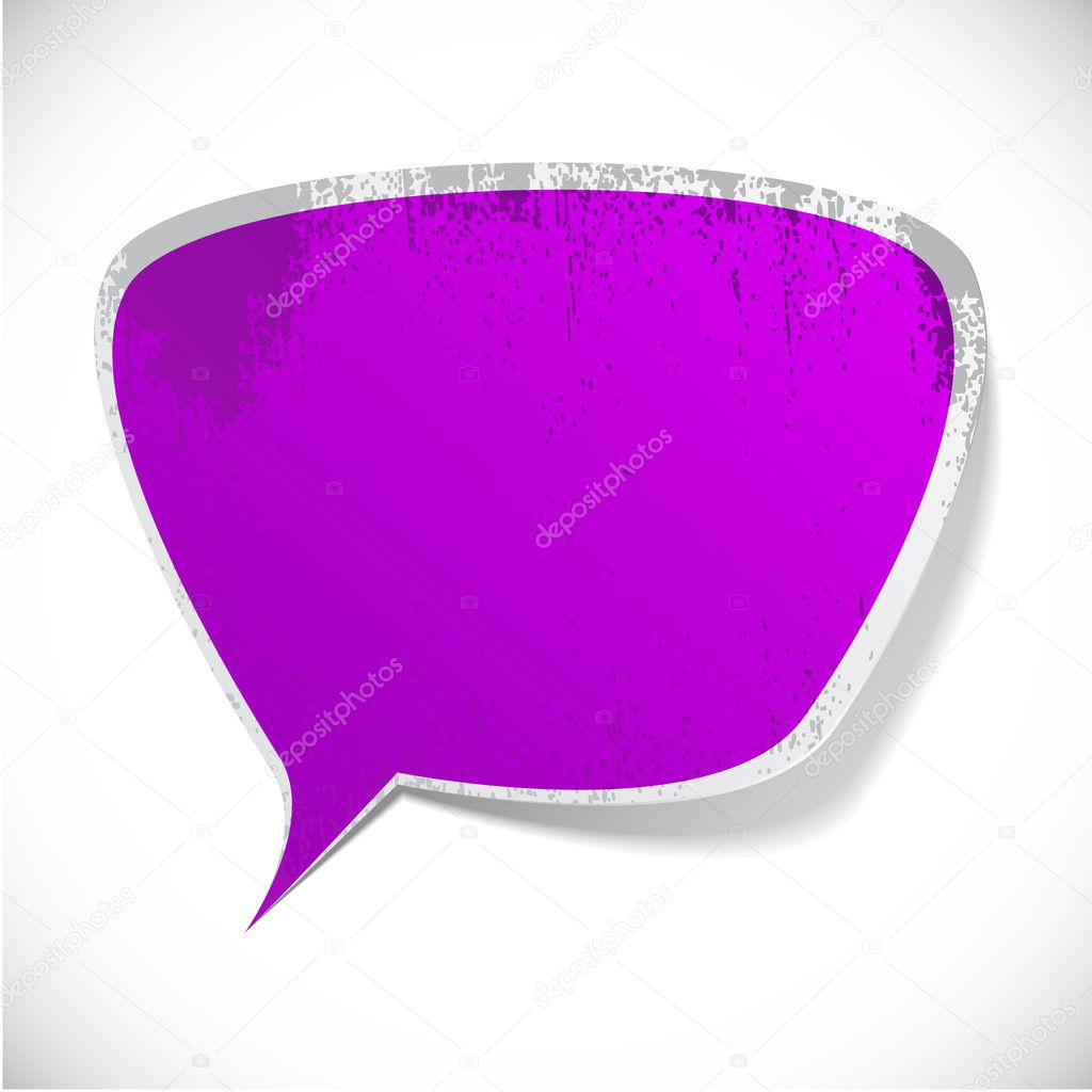 Purple grunge speech label design.