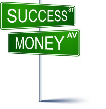 Success-money direction sign. clipart