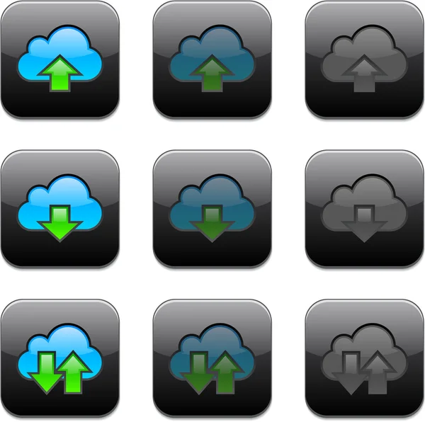 Vierkante cloud computing-app pictogrammen. — Stockvector