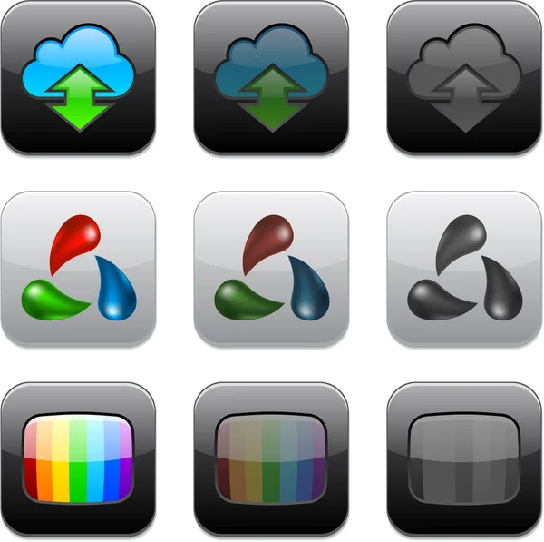 Ícones de aplicativos modernos quadrados . — Vetor de Stock