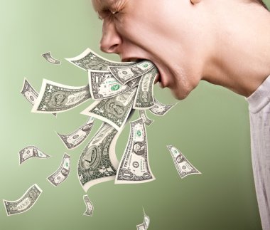 Vomiting by money clipart