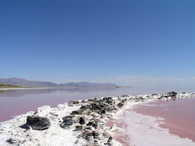 View of Spiral Jetty path along the outer rim clipart