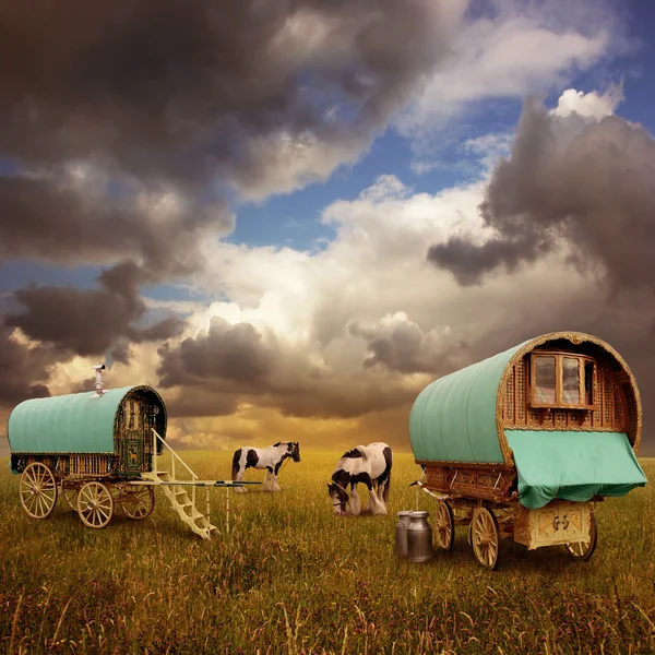 Gypsy Wagons, Caravans — Stock Photo, Image