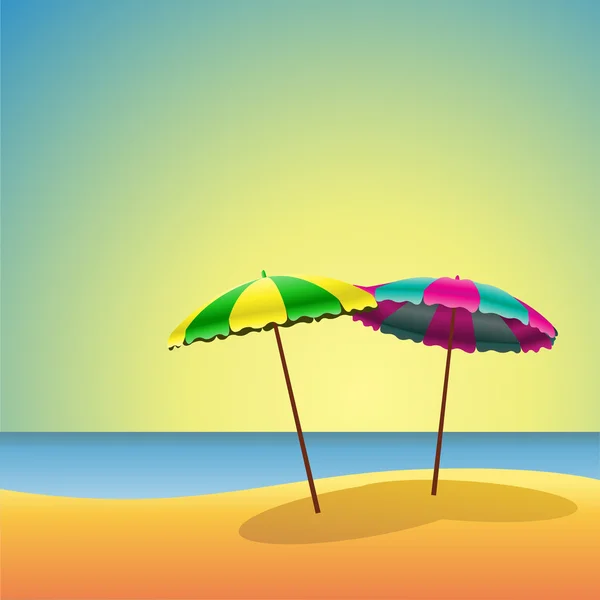 Slunečníky na pláži — Stockový vektor