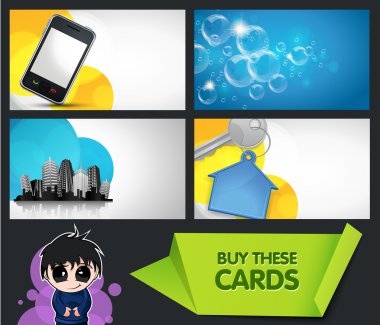 Set of modern business cards with extra bonus elements clipart