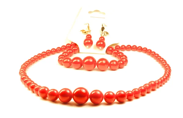 Earrings, bracelets, necklaces of coral — Zdjęcie stockowe