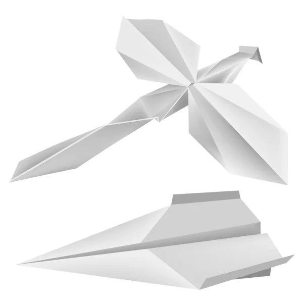 Origami _ dragonfly _ airplane — Vetor de Stock