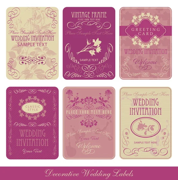 Matrimonio decorativo etichette vintage — Vettoriale Stock