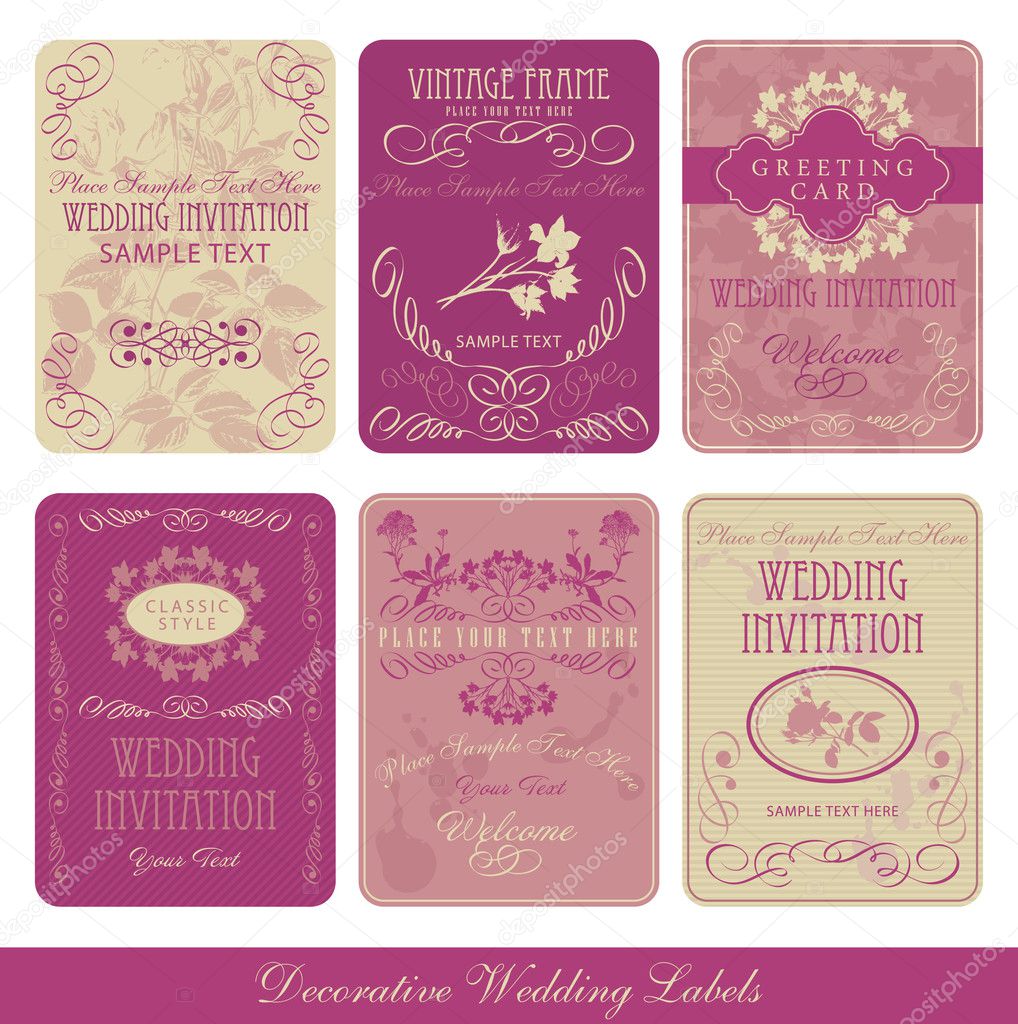 Wedding decorative vintage labels