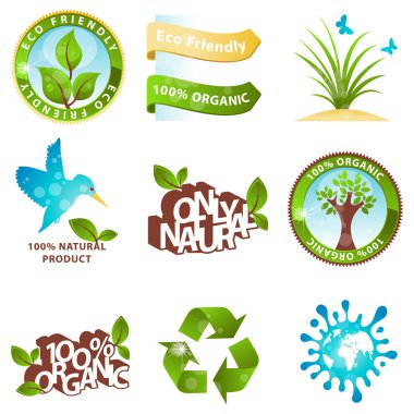 Ecology icons and design elements clipart