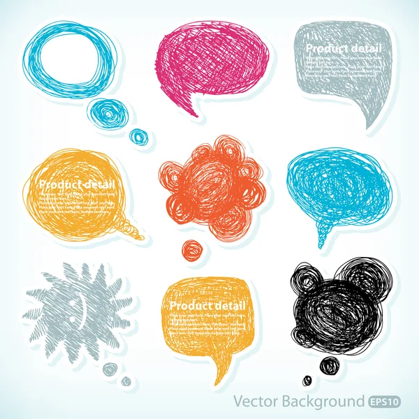 Burbujas de habla dibujadas a mano ilustración — Vector de stock